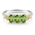 thumbnail image 2 of Gem Stone King 1.52 Ct Oval Green Peridot 925 Silver and 10K Yellow Gold G-H Lab Grown Diamond Women Ring, 2 of 4