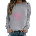 thumbnail image 2 of Elvqul Graphic Sweatshirts Women Loose Fit Gray Crewneck Lightweight Womens Tops Plus Size Long Sleeve Tee Sweatshirts, 2 of 4