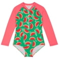 thumbnail image 4 of Kkkded Girls Swimsuits Long Sleeve One Piece Swimming Suit Printing Swimwear Sport Beach Bathing Suits Swimwear with Zipper for Kids Toddler Baby 4-12T, 4 of 8