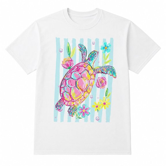 Sea Turtle Beach Graphic T-Shirt, Unisex Classic Fit Ocean Vacation Tee