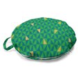 thumbnail image 1 of Geometric Round Floor Cushion with Handle, Rhythmic Abstract Horizontal Triangles Modern Awakening Tones Themed Pattern, Pillow for Living Room & Dorms, 18" Round, Mustard Teal, by Ambesonne, 1 of 4