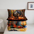 thumbnail image 5 of Manfei Funny Cartoon Turkey Full Size Comforter Sets,Thanksgiving Themed Bedding Comforter Set,Black Reversible,3pcs,1 Comforter and 2 Pillowcases, 5 of 7