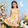 thumbnail image 2 of Easter Bunny Egg Print Girls Sleeveless Party Dress With Flutter Sleeves Cute Toddler Celebration Clothes, 2 of 4