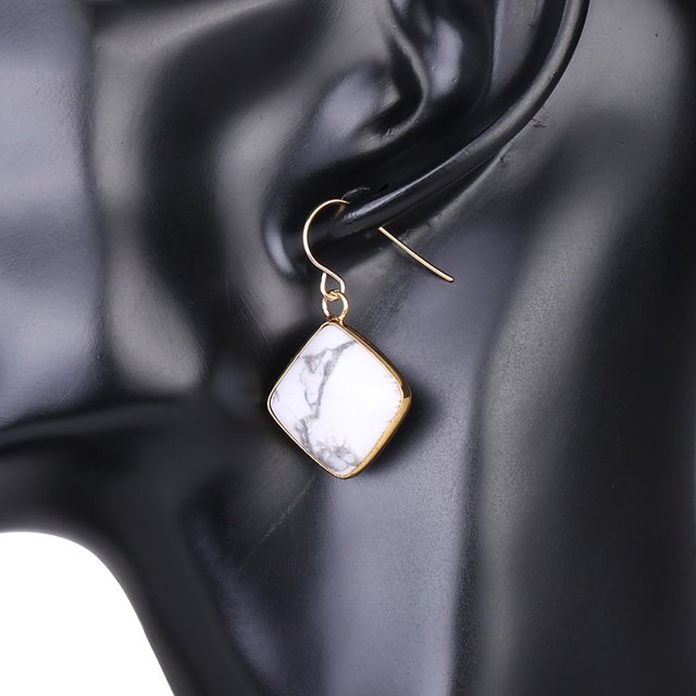 Earrings for Women Gold Color Hook Dangle Eardrop Quartz Geometric Earring