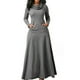 thumbnail image 1 of Vestidos largos lisos con bolsillos y manga larga para mujer, 1 of 5