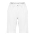 thumbnail image 3 of HOOMEUMY Men's Summer Cotton Linen Shorts Drawstring Elastic Waist Solid Color Beach Shorts with Pockets White S, 3 of 5