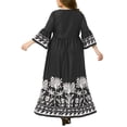 thumbnail image 3 of Vestido Floral de Talla Grande para Mujer Agnes Orinda con Escote en V, Manga de 3/4, Manga Acampanada, Elegante, Corte A, Vestido Maxi 3X Negro, 3 of 5
