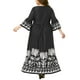 thumbnail image 3 of Vestido Floral de Talla Grande para Mujer Agnes Orinda con Escote en V, Manga de 3/4, Manga Acampanada, Elegante, Corte A, Vestido Maxi 3X Negro, 3 of 5