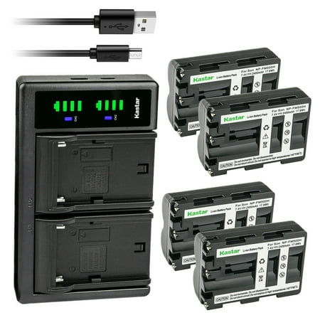 Kastar 4-Pack Battery NP-FM500HN and LTD2 USB Charger Compatible with Sony Alpha A850 DSLR-A850B DSLR-A850Q DSLR-A900 &alpha;900 Alpha a900 DSLR-A900B Alpha &alpha;57 a57 SLT-A57 SLT-A57K Camera