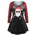 thumbnail image 2 of Conjunto Pijama a Cuadros Diseño Impreso Santa Claus Navidad Papá Noel Rosegal Pijamas y Batas Tallas Grandes, 2 of 5