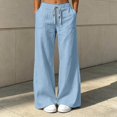 thumbnail image 2 of Wiholl Wide Leg Pants for Women Flowy Palazzo Drawstring Elastic Waist Trousers with Pockets Summer Beach Vacation Clothes, 2 of 7