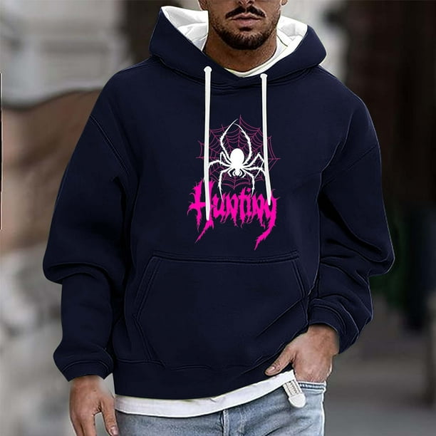 Sudadera con capucha para hombre, informal, a la moda, con estampado, con cordón, de manga larga, de poliéster