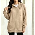 thumbnail image 4 of ClodeEU Women's Long Sleeve Zip Up Drawstring Hoodie Jacket,Casual Loose Sweatshirt Coat with Pocket ,Women's Plus XXL, 4 of 5