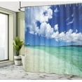 thumbnail image 5 of Ambesonne Ocean Shower Curtain, Island Sealife Wavy Sunny, 69"Wx70"L, Blue Cream Teal, 5 of 5