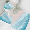 thumbnail image 3 of Blue Coastal Wave Bath Mat 3 Piece Bathroom Rug Set, Summer Modern Ocean Beach Non Slip Bath Rug Contour Mat and Toilet Lid Cover, Absorbent Shower Mats Soft Bath Rugs and Mats Sets, 3 of 8