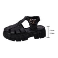 thumbnail image 6 of Rokment Womens Platform Closed Toe Gladiator Sandals Roman Retro Beach Casual Leather Ankle Strap Height Increasing Chunky Flat Comfortable Walking Summer Shoes Black Size 6.5, 6 of 7