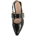 thumbnail image 4 of TOP MODA Women Pointed Toe Slingback Flats Elastic Ankle Strap Low Heel Dress Shoes Buckle Design ARTIST-1 Black Patent 9, 4 of 5