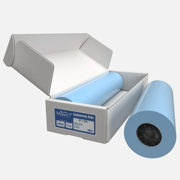 Alliance Wide Format Paper 36" x 500' Blue Bond Engineering 20lb | 92 Bright | 2 Rolls | 3" Core