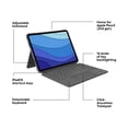 thumbnail image 6 of Logitech Combo Touch Backlit Keyboard Case with Trackpad for Pad Pro 11-inch (1st, 2nd, 3rd, 4th gen - 2018, 2020, 2021, 2022) - Oxford Gray, 6 of 11