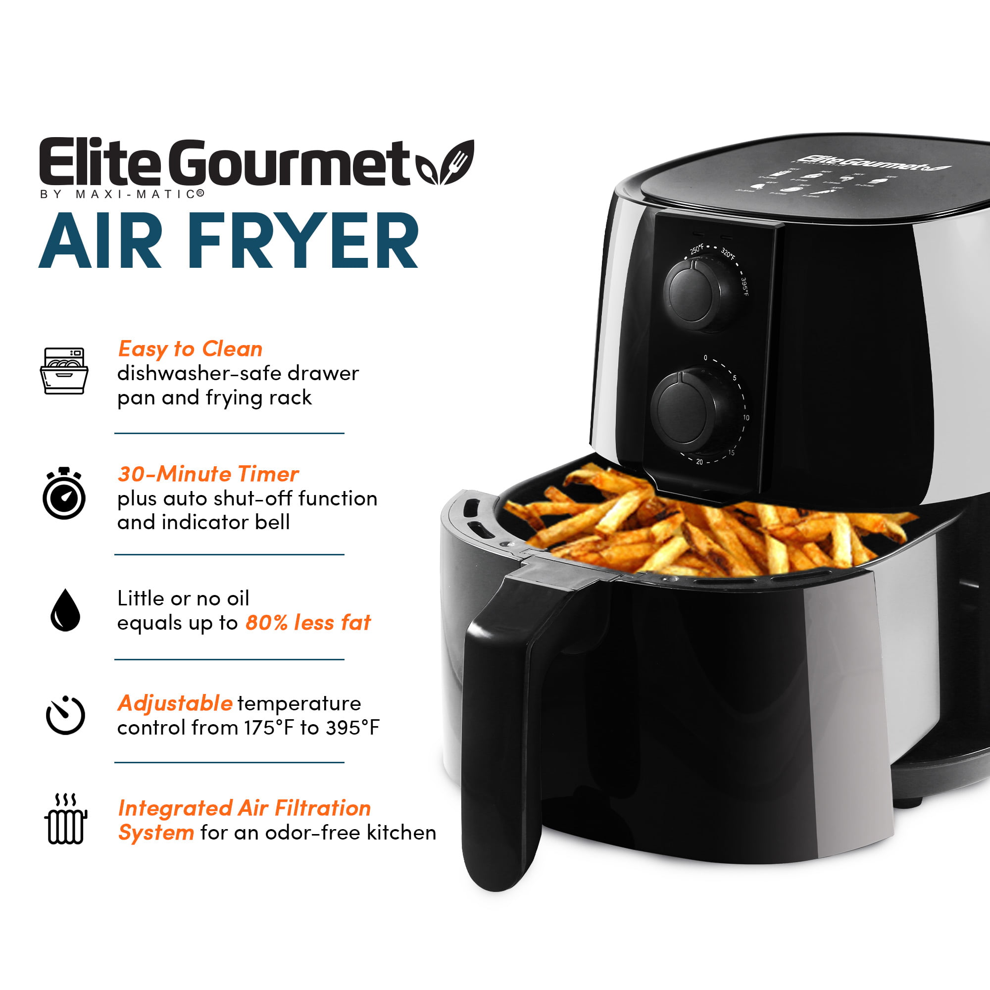 4Qt. Dual Basket Deep Fryer [EDF-401T] – Shop Elite Gourmet