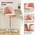 thumbnail image 6 of CloudRest Pro Vanity Chair with Back & Wheels, Adjustable Swivel Velvet Stool for Bedroom, Home Office, Pink, 6 of 10