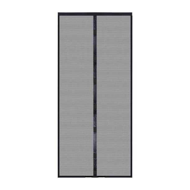 Puerta mosquitera magnética: fibra de vidrio reforzada, imanes autosellantes, cortina de malla resistente, tamaño de puerta 37" x 83" (negro)