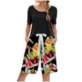 thumbnail image 1 of Conjunto de pijama de chándal con estampado de lazo y manga corta de Color sólido con cuello redondo de verano para mujer Fridja fhjkhfk459614, 1 of 4
