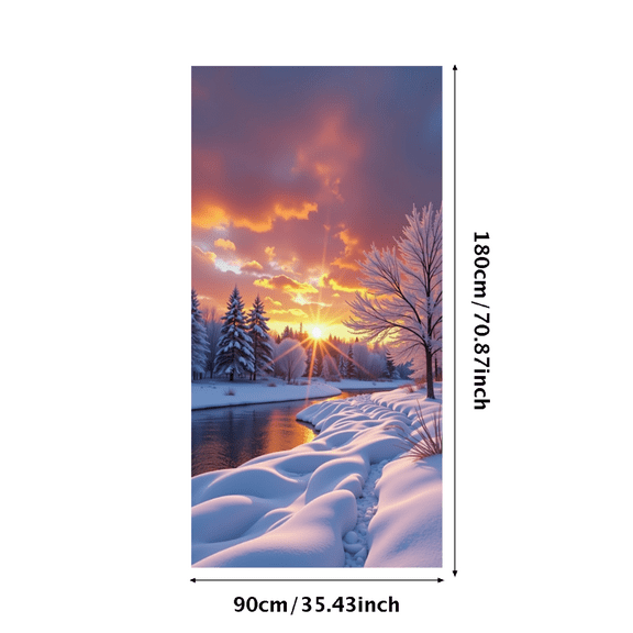 LUUFILx Stunning Winter Sunset Scenery Backdrop Banner Snowy Forest River Party Decorations Photography Props Background Decor