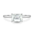 thumbnail image 2 of ESTE ORIGIN 2.00Ct East-West Emerald Cut Moissanite Solitaire Engagement Ring – Hidden Halo in 18K White Gold for Women US 9, 2 of 8