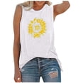 thumbnail image 2 of ICHUANYI Clearance Womens Tank Tops Casual Loose Fit Plus Size Sunflower Printed Tee(White, XL) ICHUANYI WER2023081504107, 2 of 6
