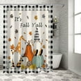 thumbnail image 4 of Fall Shower Curtain Pumpkin Gnome Orange Shower Curtains for Bathroom Black White Buffalo Check Leaves Bath Curtains Sets for Autumn Thanksgiving Seasonal Bathroom Decor Fabric Waterproof 84 x 72 in, 4 of 6