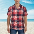 thumbnail image 4 of Lsque Heart Plaid pattern Hawaiian Shirt for Men, Unisex Summer Beach Casual Short Sleeve Button Down Shirts-X-Large, 4 of 9