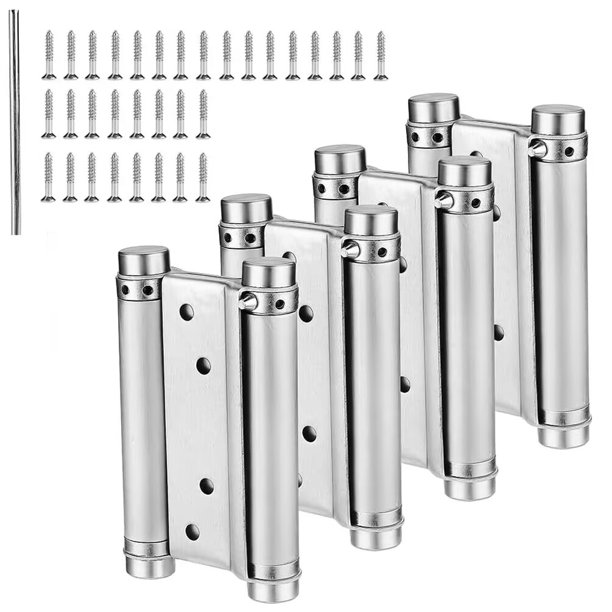 4'' Two Pairs of Cafe Saloon Door Hinges Double Action Spring Hinge Stainless Steel SelfClosing