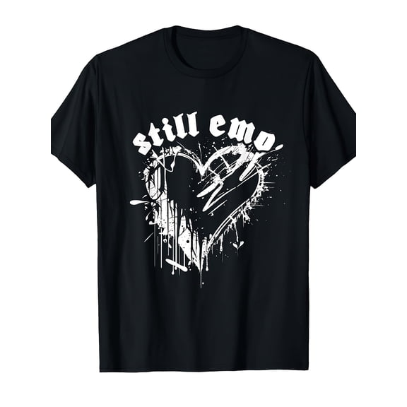 Men's Grunge Gothic Splatter Still Emo Heart T-Shirt
