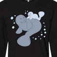thumbnail image 4 of Inktastic Cute Manatees with Bubbles Long Sleeve T-Shirt, 4 of 5