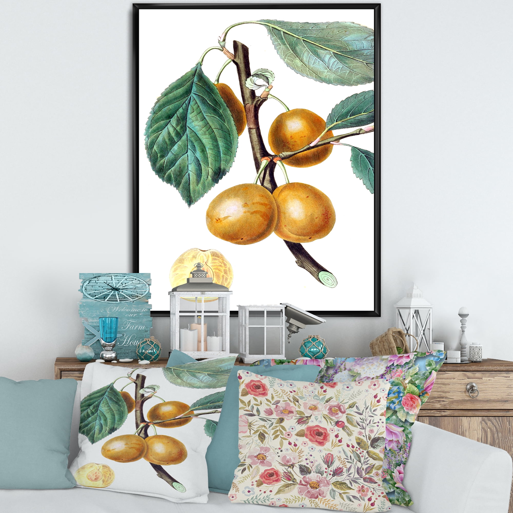 Designart 'Ancient Fruits II' Farmhouse Framed Canvas Wall Art Print