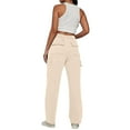 thumbnail image 4 of Pantalones rectos lisos con cintura elástica para mujer - Diseño con tirantes, poliéster, ropa informal - Tallas S-XXL, 4 of 6