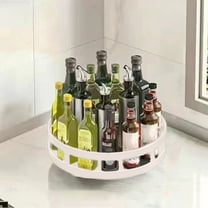 Latrodar 360 Degree Rotating Kitchen Spice Shelf Home Countertop Multifunctional Spice Storage Supplies Shelf Special White 10x2 Inch