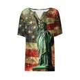 thumbnail image 5 of GaThRRgYP Women's Relaxed Fit Short Sleeve Top,Ladies' Independence Day Printed Button Up Three Quarter Sleeve 3/4 Sleeve V-neck Top/shirt Red XL, 5 of 5