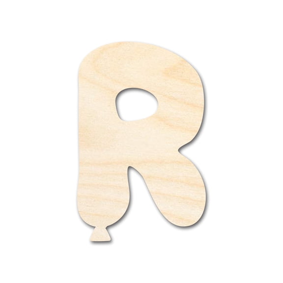 Unfinished Wood Balloon Letter R Shape | DIY Craft Cutout 3" / 1/2"