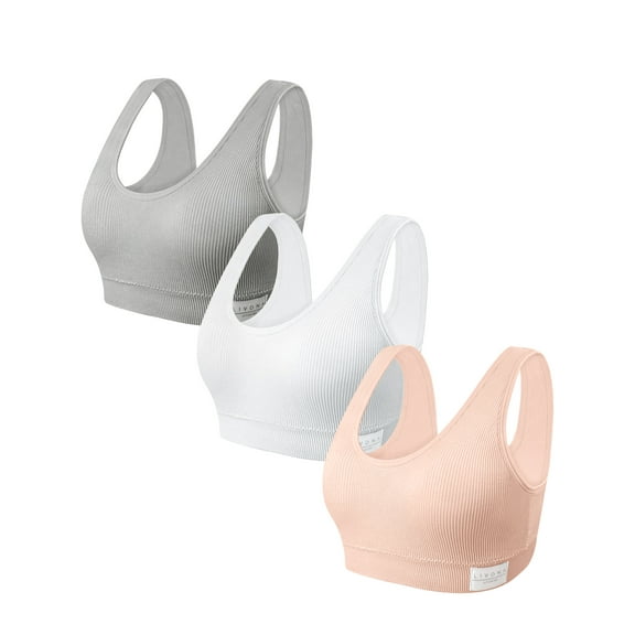 Livona 3-Pack Seamless Bralette Set - Soft Training Bras & Sports Bras for Teens, Comfortable Wire-Free Bras for Girls