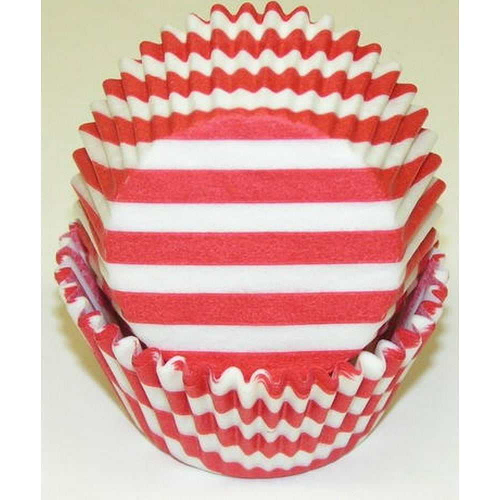 Red and White Stripe Cupcake Liners Baking Cups 50pack