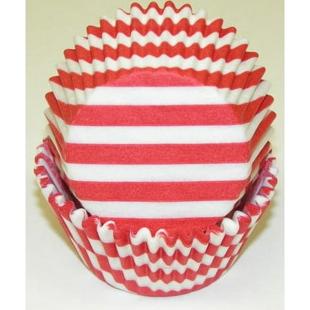 

Red and White Stripe Cupcake Liners - Baking Cups -50pack