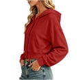 thumbnail image 6 of Luvrsol Hoodies Women Cropped Jacket Button Front Hooded Long Sleeve Drawstring Top with Pockets S-2XL, 6 of 7