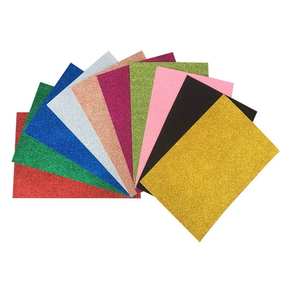 Hot Sale!Oimcto 10 Sheets of Glitter Foam Paper,Eva Glitter Sponge Paper,Self-Adhesive A4 Paper,Glitter Paper with Adhesive Straps,Craft Paper Cutting Materials