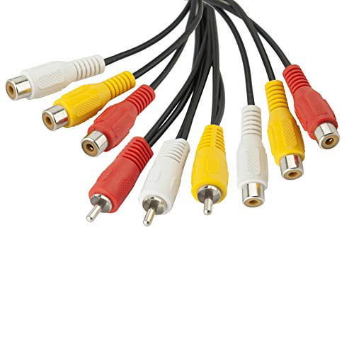 3 RCA Female Jack to 6 RCA Male Plug Splitter Audio Video Av Adapter Cable 12inch TENINYU 3 RCA Cable Splitter 
