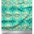 thumbnail image 1 of Soimoi Green Cotton Cambric Fabric Damask Watercolor Printed Craft Fabric by the Yard 42 Inch Wide, 1 of 3