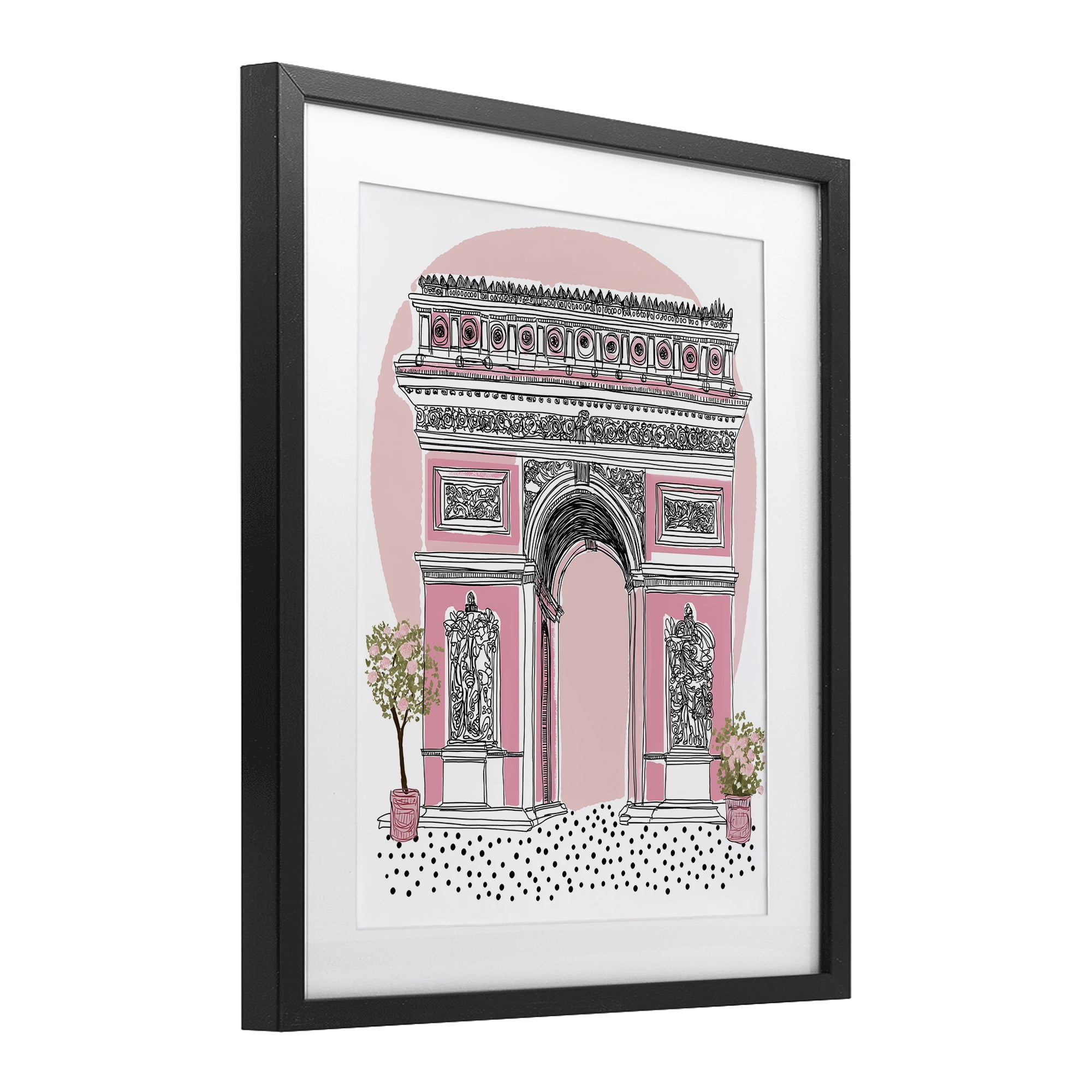 Stupell Industries Pink Neoclassical Archway Black Framed Print Under Glass, design by Jess Stempel