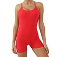 thumbnail image 2 of Miluxas Womens Jumpsuits Unitard Bodysuits One Piece Shorts Rompers Yoga Sleeveless Backless Bodycon Outfits Red 4(S), 2 of 6