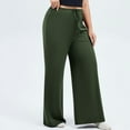 thumbnail image 5 of Lenpel Women's Plus Size Yoga Pants Elastic High Waisted Drawstring Wide Leg Lounge Pants Baggy Casual Workout Trousers(Army Green,4X-Large), 5 of 6